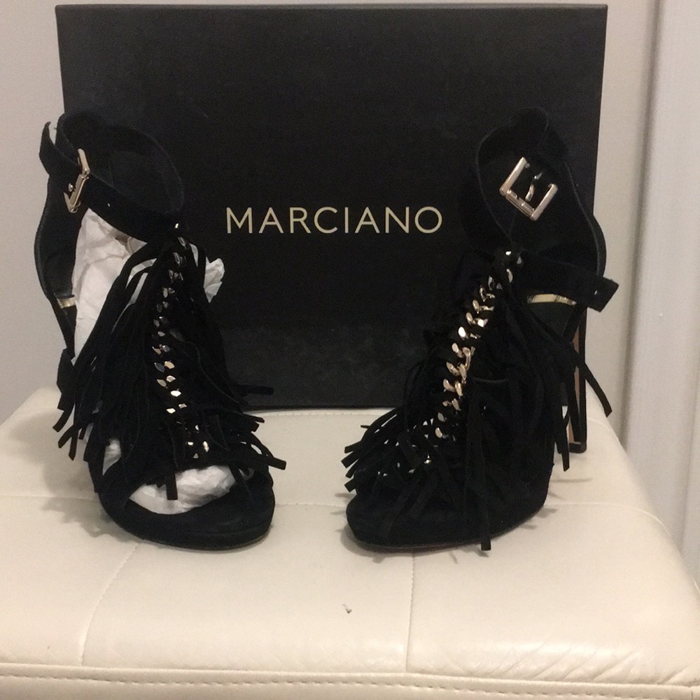 Marciano Black Suede PMCASSIE-EU 4-3/4” Heels
